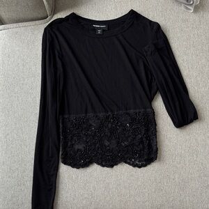 Black Lace Long Sleeve Top